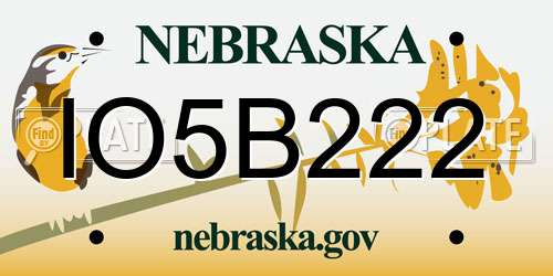 IO5B222 Nebraska License Plate