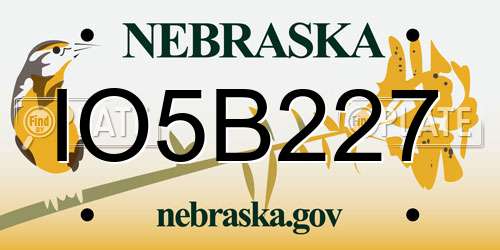 IO5B227 Nebraska License Plate