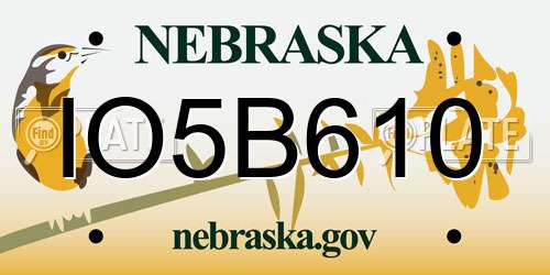 IO5B610 Nebraska License Plate