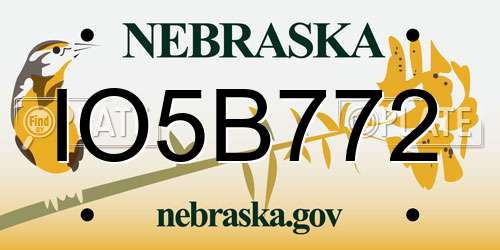 IO5B772 Nebraska License Plate