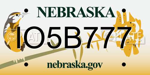 IO5B777 Nebraska License Plate