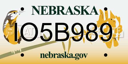 IO5B989 Nebraska License Plate