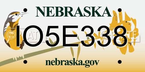 IO5E338 Nebraska License Plate