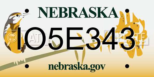 IO5E343 Nebraska License Plate