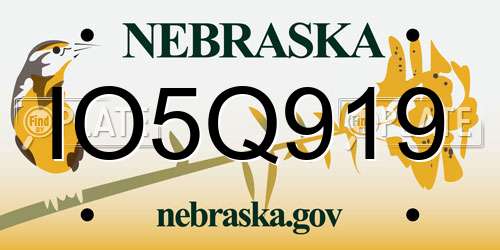IO5Q919 Nebraska License Plate