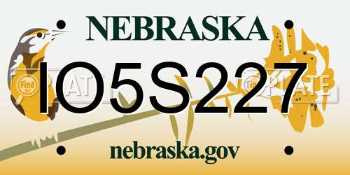 IO5S227 Nebraska License Plate