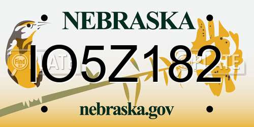 IO5Z182 Nebraska License Plate