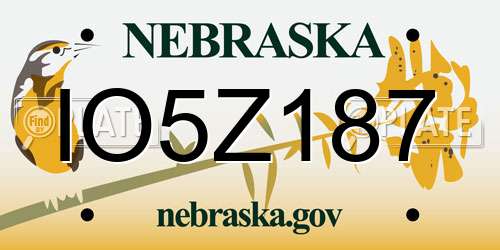 IO5Z187 Nebraska License Plate