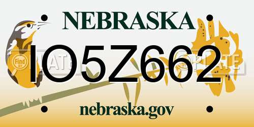 IO5Z662 Nebraska License Plate