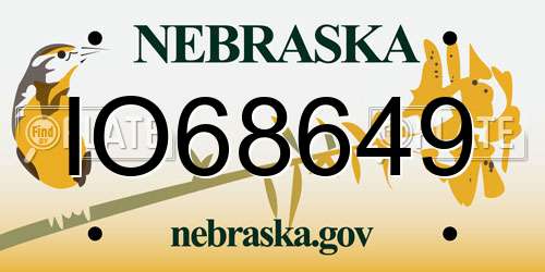 IO68649 Nebraska License Plate