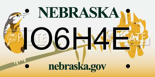 IO6H4E Nebraska License Plate