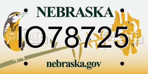 IO78725 Nebraska License Plate