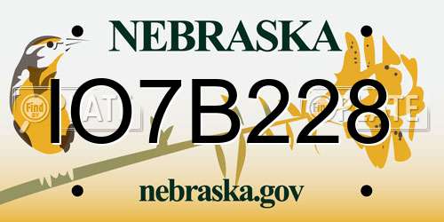 IO7B228 Nebraska License Plate