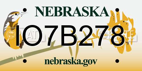 IO7B278 Nebraska License Plate