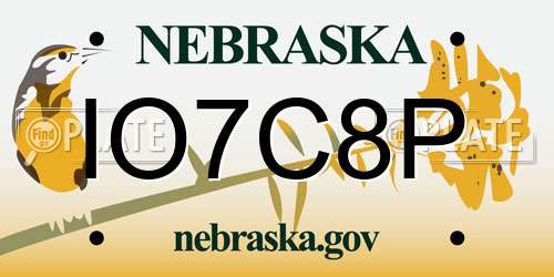 IO7C8P Nebraska License Plate