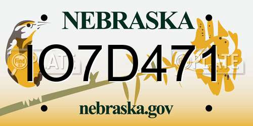 IO7D471 Nebraska License Plate