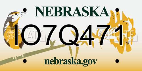 IO7Q471 Nebraska License Plate