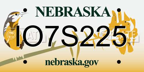 IO7S225 Nebraska License Plate