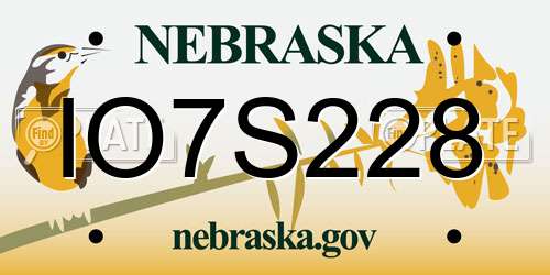 IO7S228 Nebraska License Plate