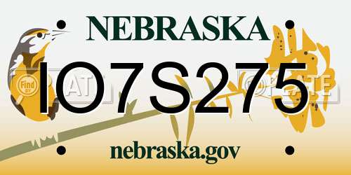 IO7S275 Nebraska License Plate
