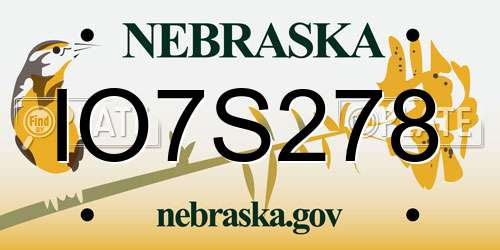 IO7S278 Nebraska License Plate