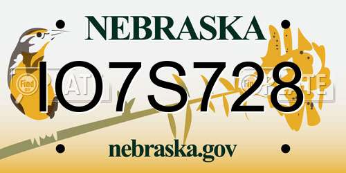 IO7S728 Nebraska License Plate
