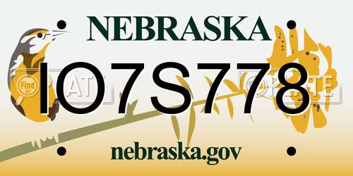 IO7S778 Nebraska License Plate