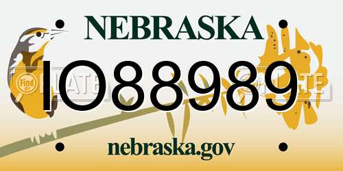 IO88989 Nebraska License Plate