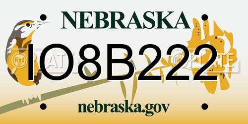 IO8B222 Nebraska License Plate
