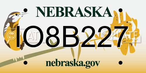 IO8B227 Nebraska License Plate