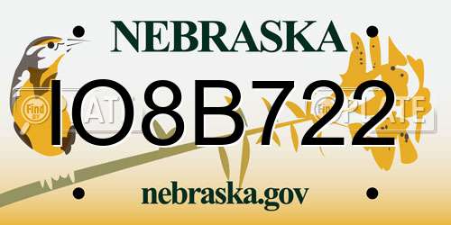 IO8B722 Nebraska License Plate