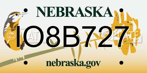 IO8B727 Nebraska License Plate