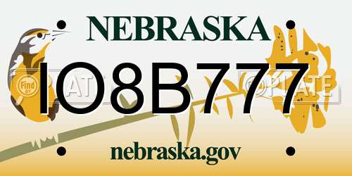 IO8B777 Nebraska License Plate