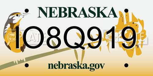 IO8Q919 Nebraska License Plate