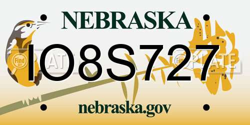 IO8S727 Nebraska License Plate