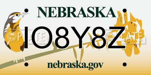 IO8Y8Z Nebraska License Plate