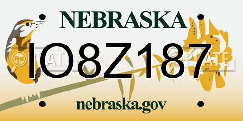 IO8Z187 Nebraska License Plate