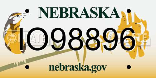 IO98896 Nebraska License Plate