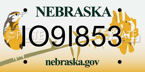 IO9I853 Nebraska License Plate
