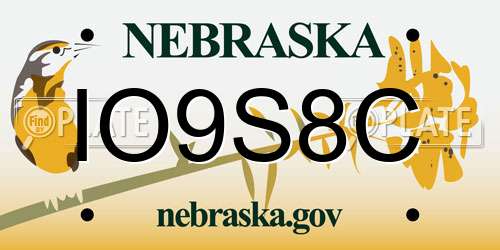 IO9S8C Nebraska License Plate