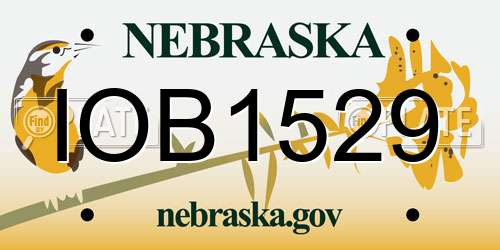 IOB1529 Nebraska License Plate