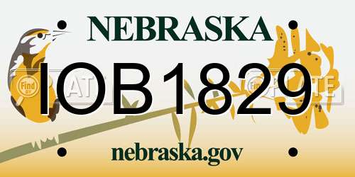 IOB1829 Nebraska License Plate
