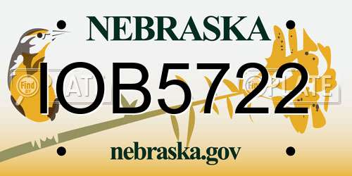 IOB5722 Nebraska License Plate