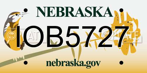 IOB5727 Nebraska License Plate