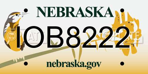 IOB8222 Nebraska License Plate