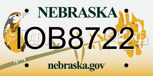 IOB8722 Nebraska License Plate