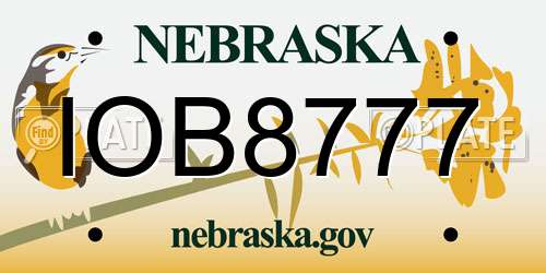 IOB8777 Nebraska License Plate
