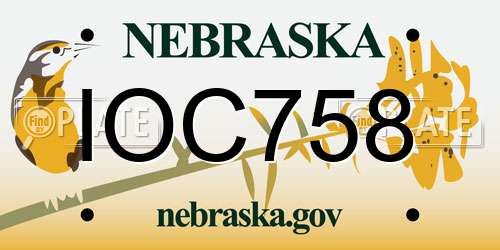 IOC758 Nebraska License Plate