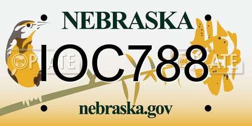 IOC788 Nebraska License Plate