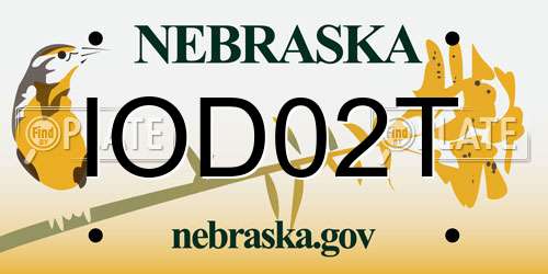 IOD02T Nebraska License Plate